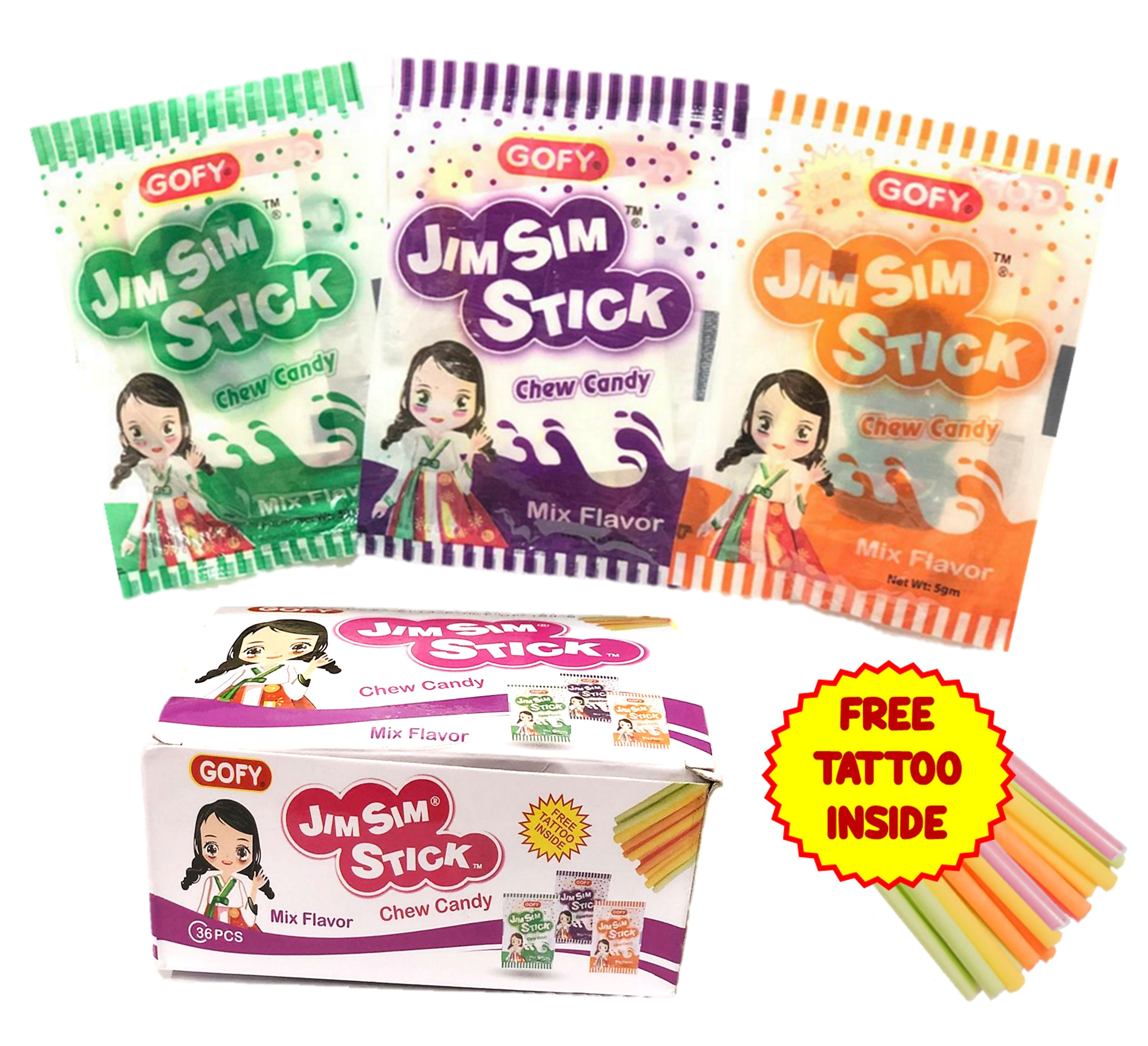 GOFY JIM SIM STICK ASSORTED FLAVOURS CHEWY  STRAW CANDY