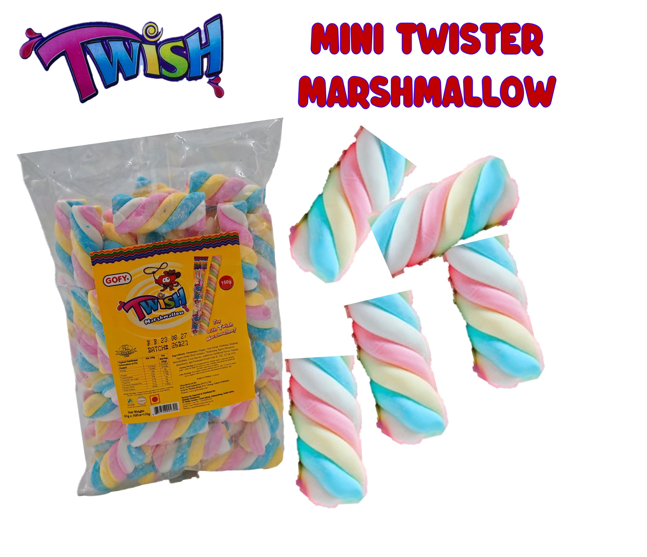 GOFY TWISH MINI TWISTER MATSHMALLOWS 150 GRAMS 