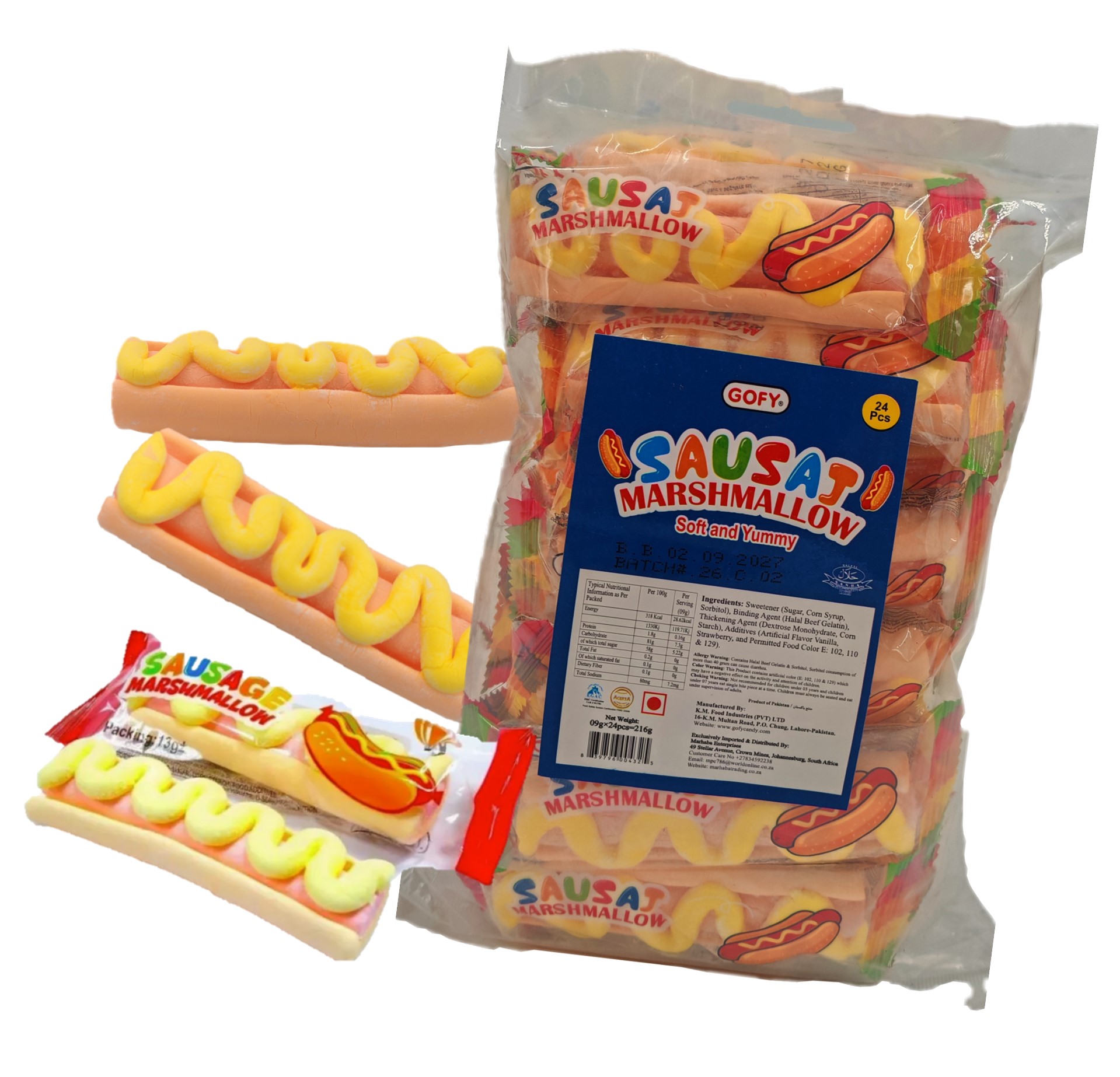 GOFY SAUSAJ MARSHMALLOW 9 GRAMS INDIVIDUALLY WRAPED